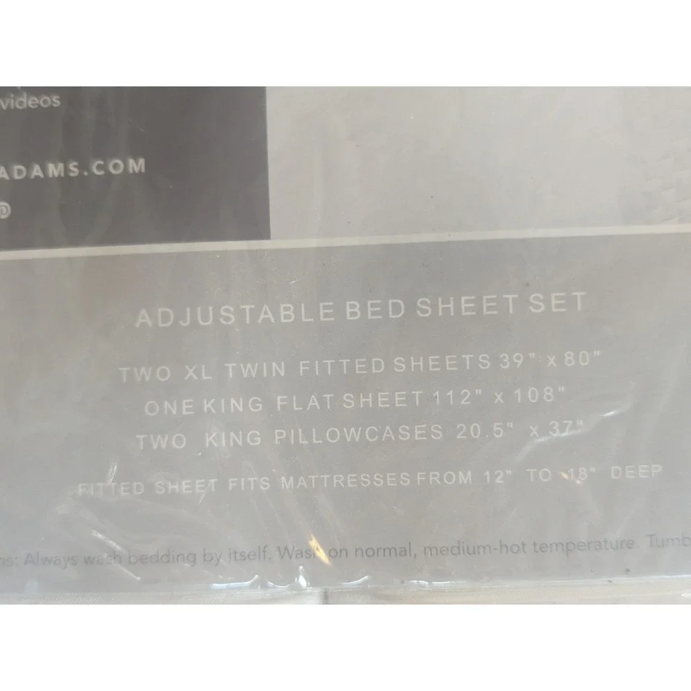 Jennifer Adams Split King Sheet Set Ivory Adjustable Bed Eternal Luxury  New